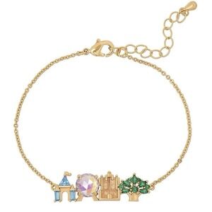 2026 Walt Disney World Parks 4 Parks Icons Gold Bracelet By Girls Crew New